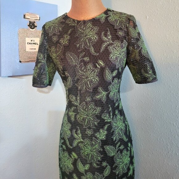 Tory Burch Blue Lace Applique Fishnet Sheath Dress - Picture 5 of 17